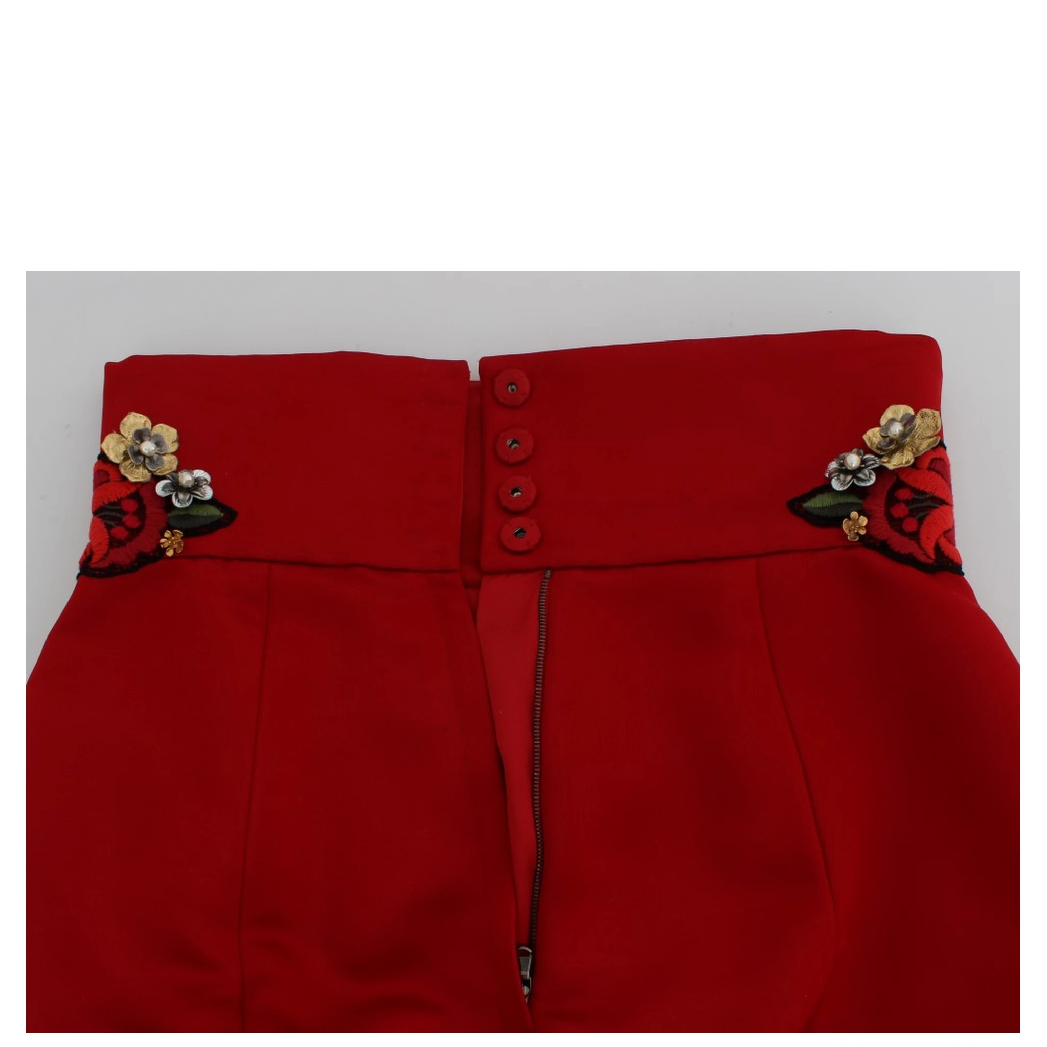 Red Silk Crystal Roses Shorts