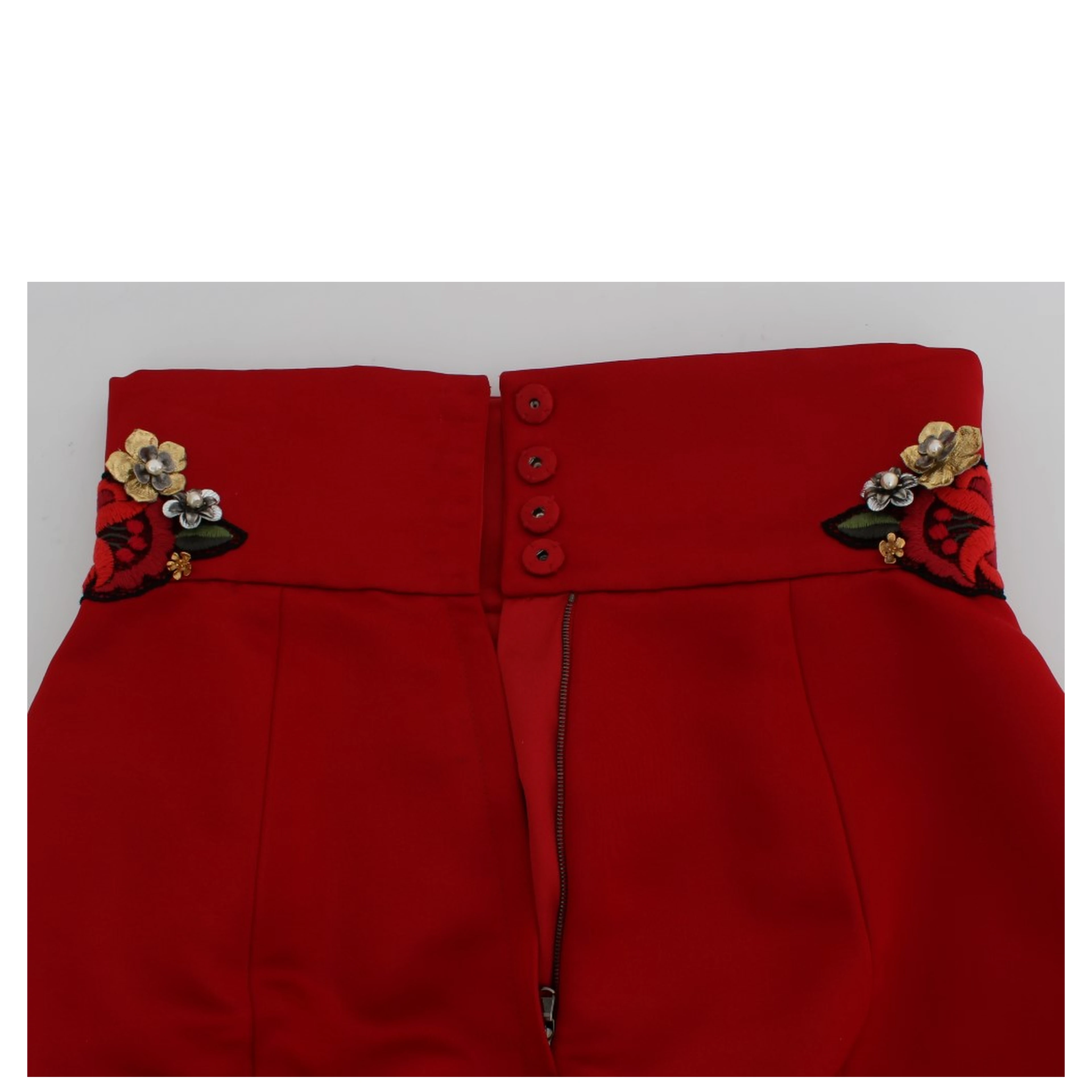 Red Silk Crystal Roses Shorts