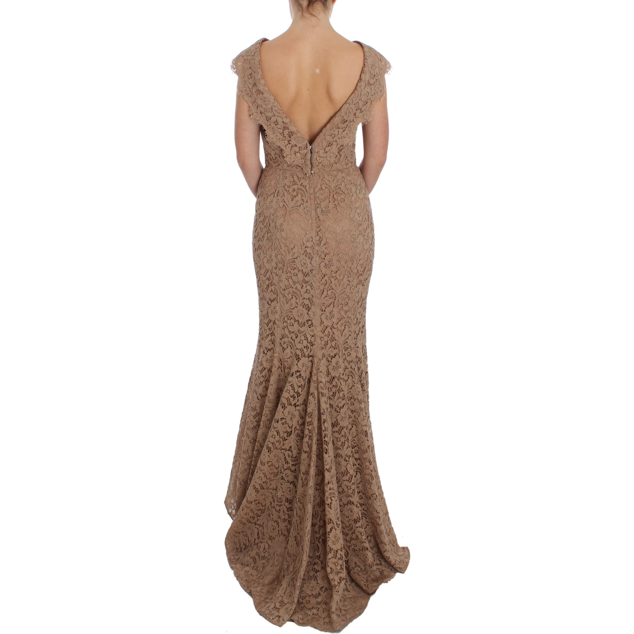 Pink Floral Lace Full Length Sheath Dress