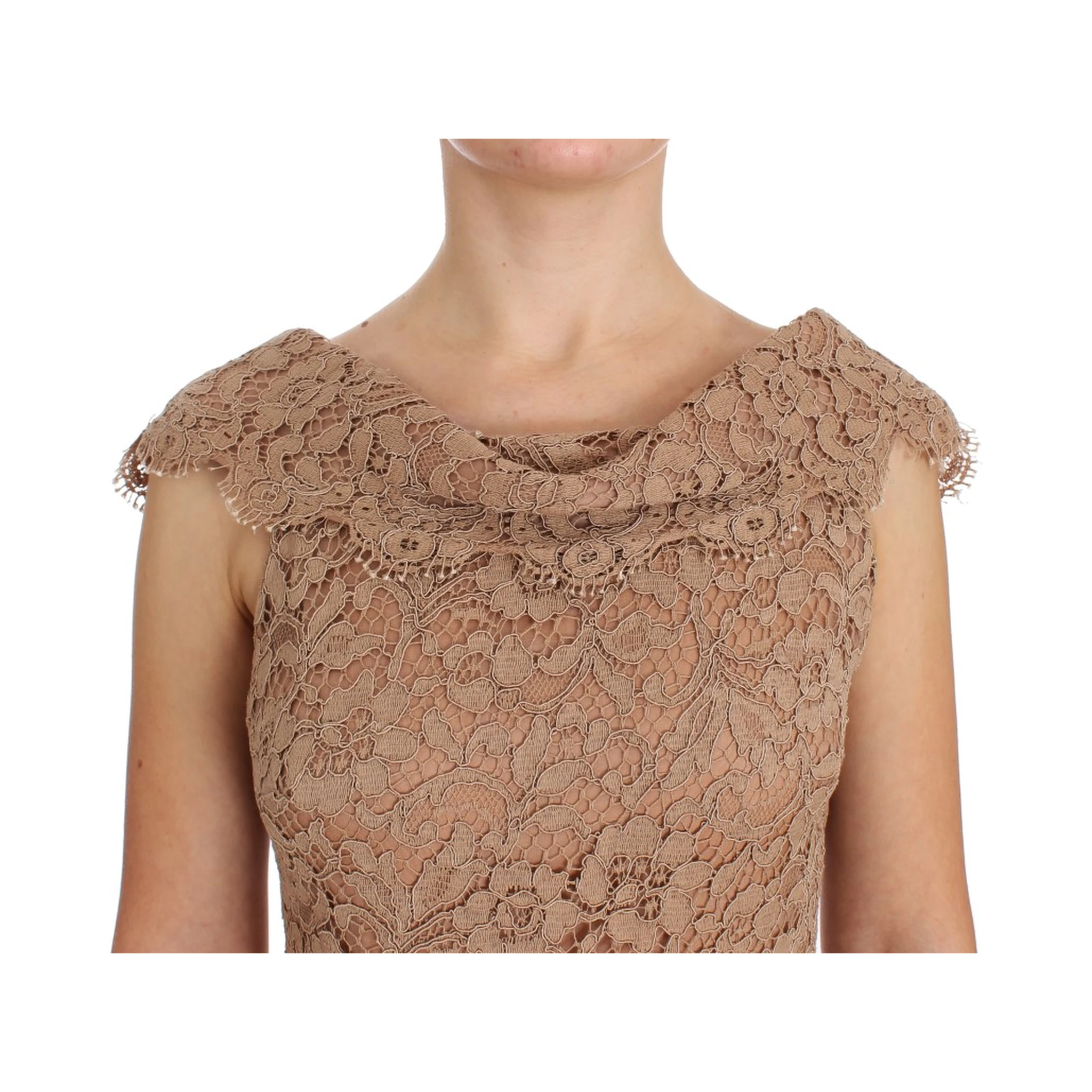 Pink Floral Lace Full Length Sheath Dress