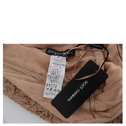 Pink Floral Lace Full Length Sheath Dress