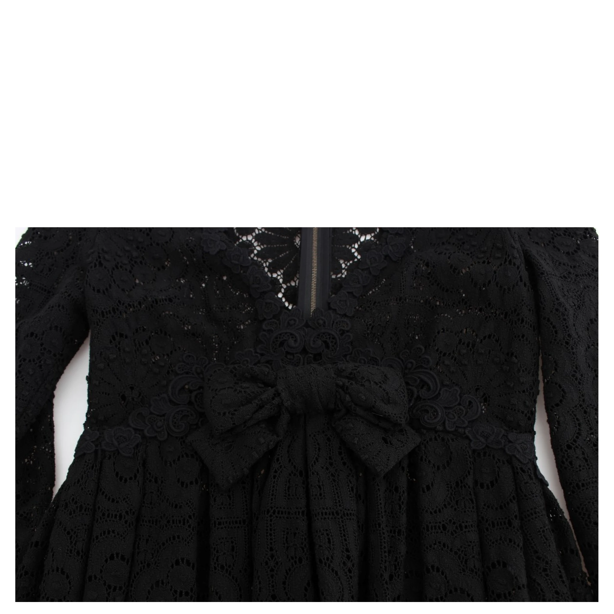 Black Ricamo Knitted Full Length Maxi Dress