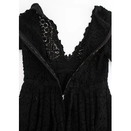 Black Ricamo Knitted Full Length Maxi Dress