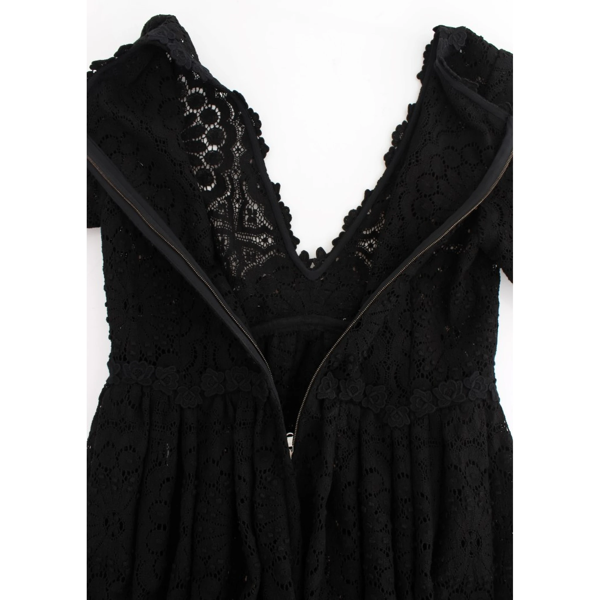 Black Ricamo Knitted Full Length Maxi Dress