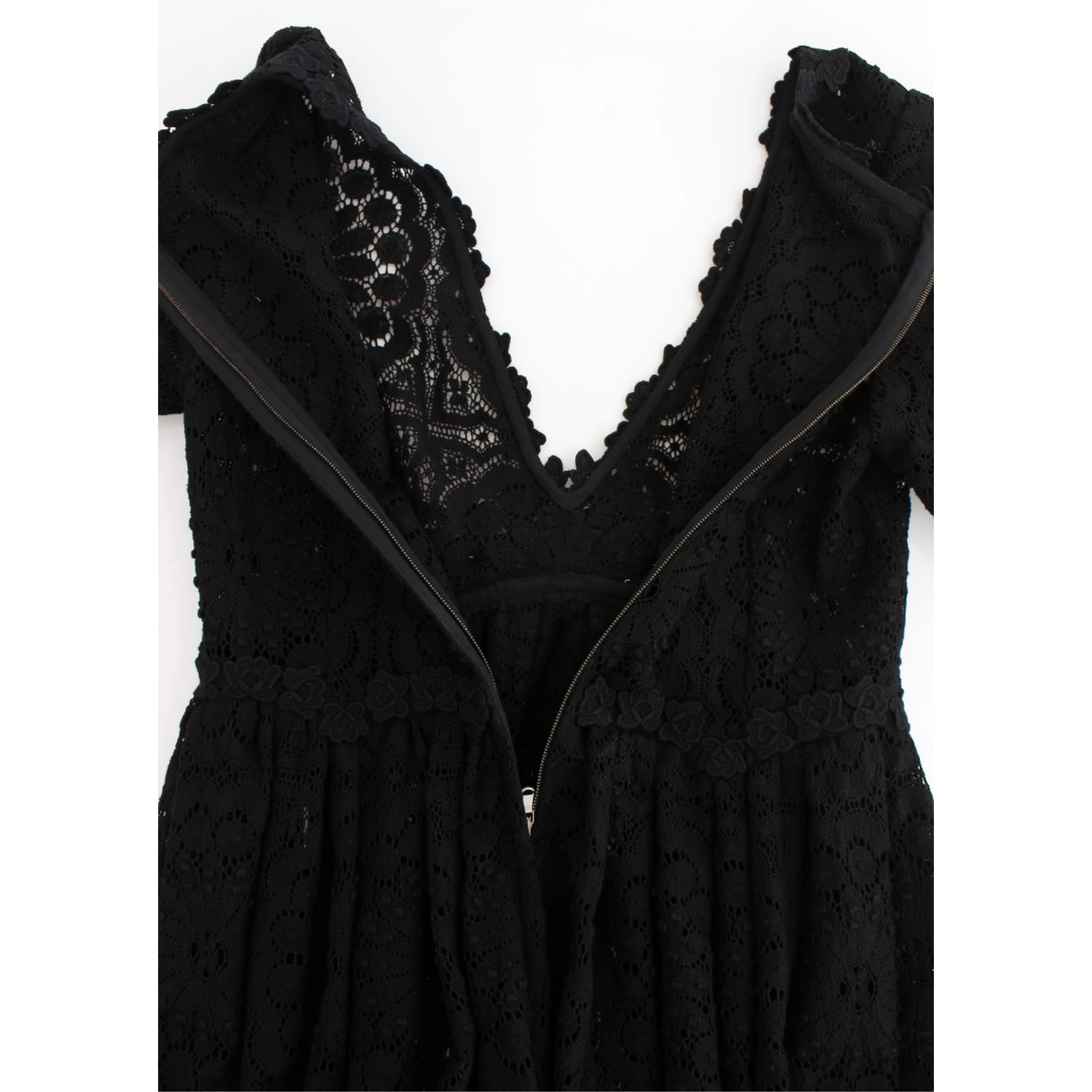 Black Ricamo Knitted Full Length Maxi Dress