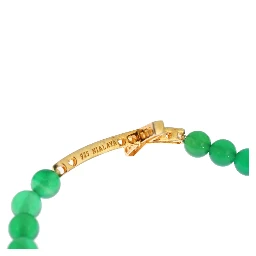 Jade Stone Gold CZ Cross 925 Silver Bracelet