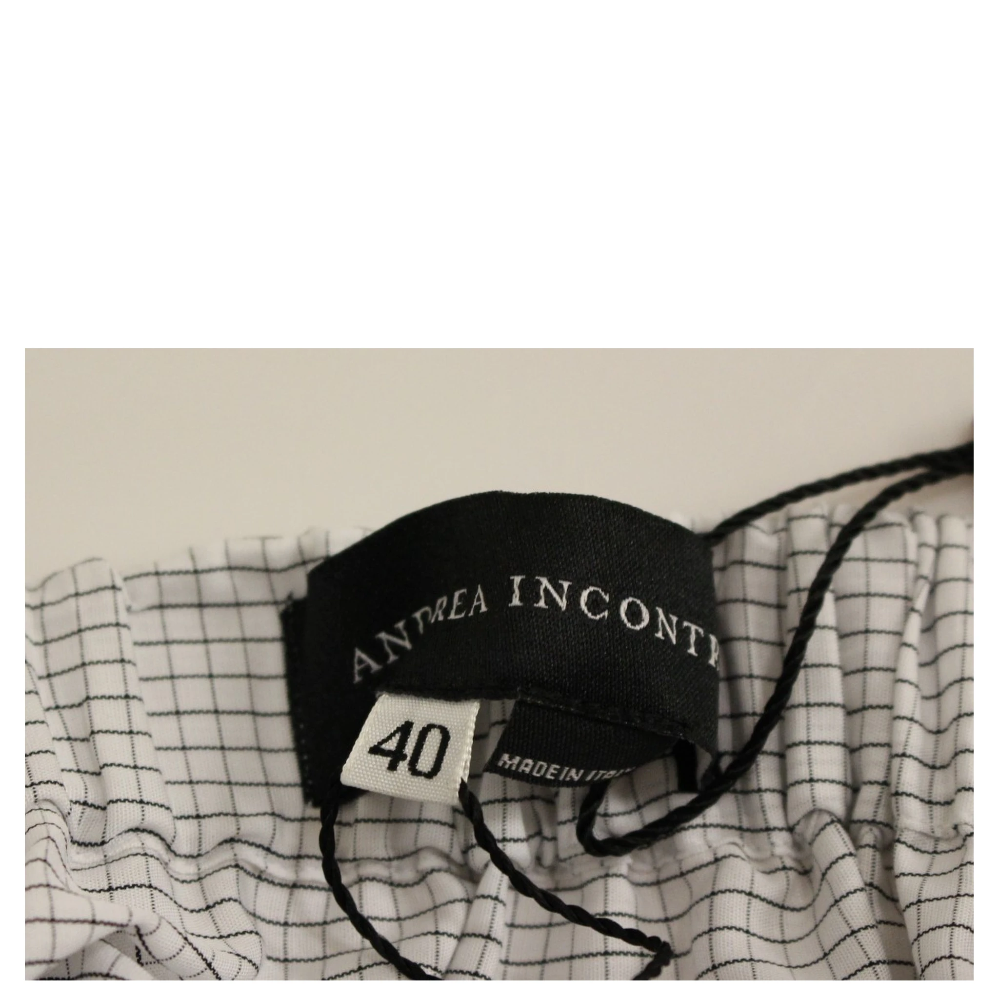 White Cotton Checkered Stretch Skirt