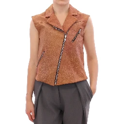 Brown Leather Jacket Vest