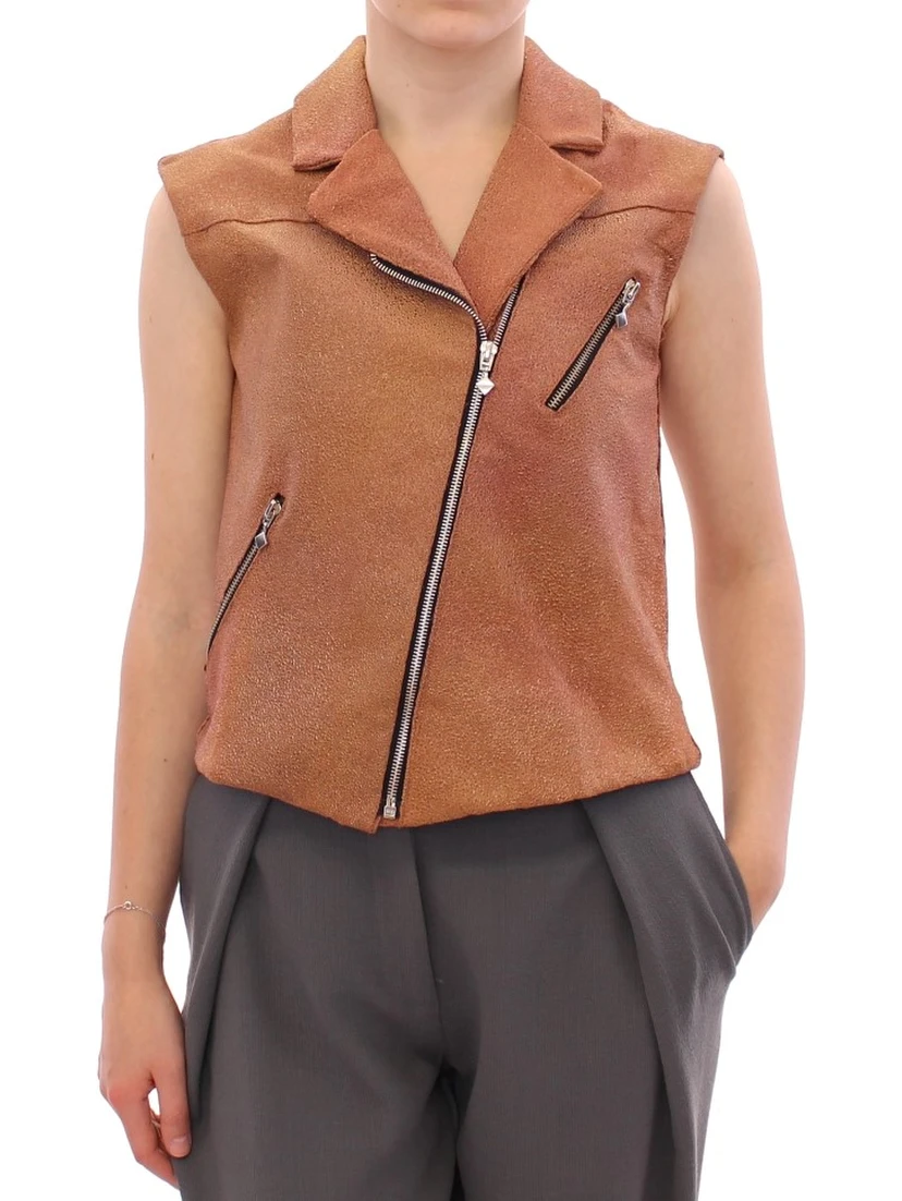 Brown Leather Jacket Vest