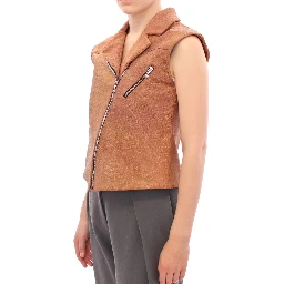 Brown Leather Jacket Vest