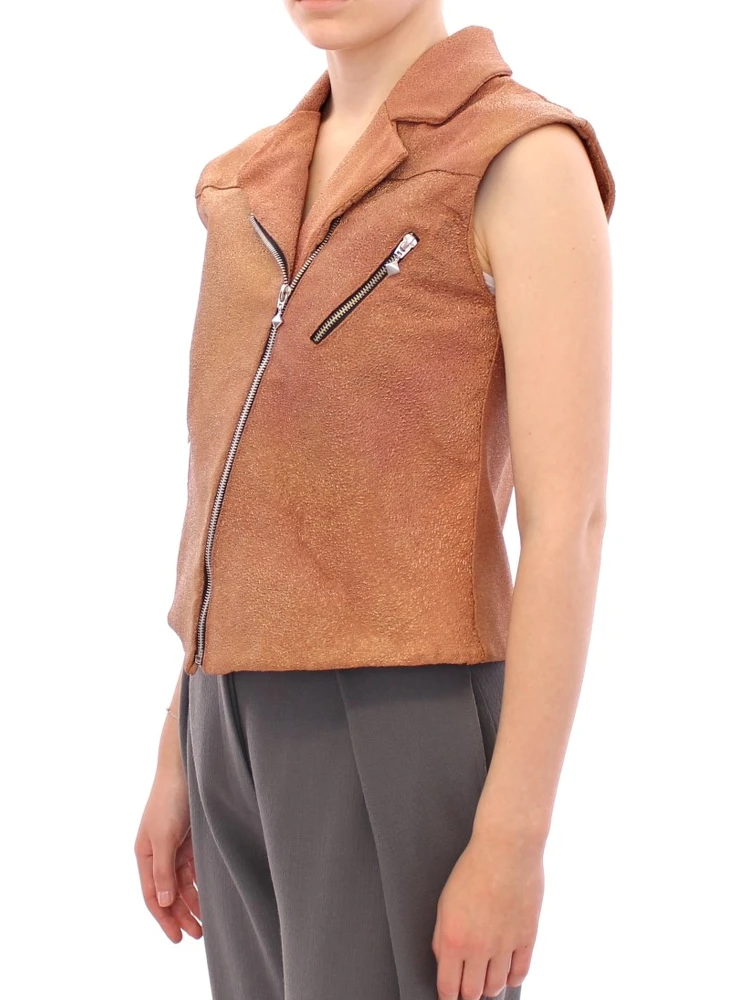 Brown Leather Jacket Vest alternative