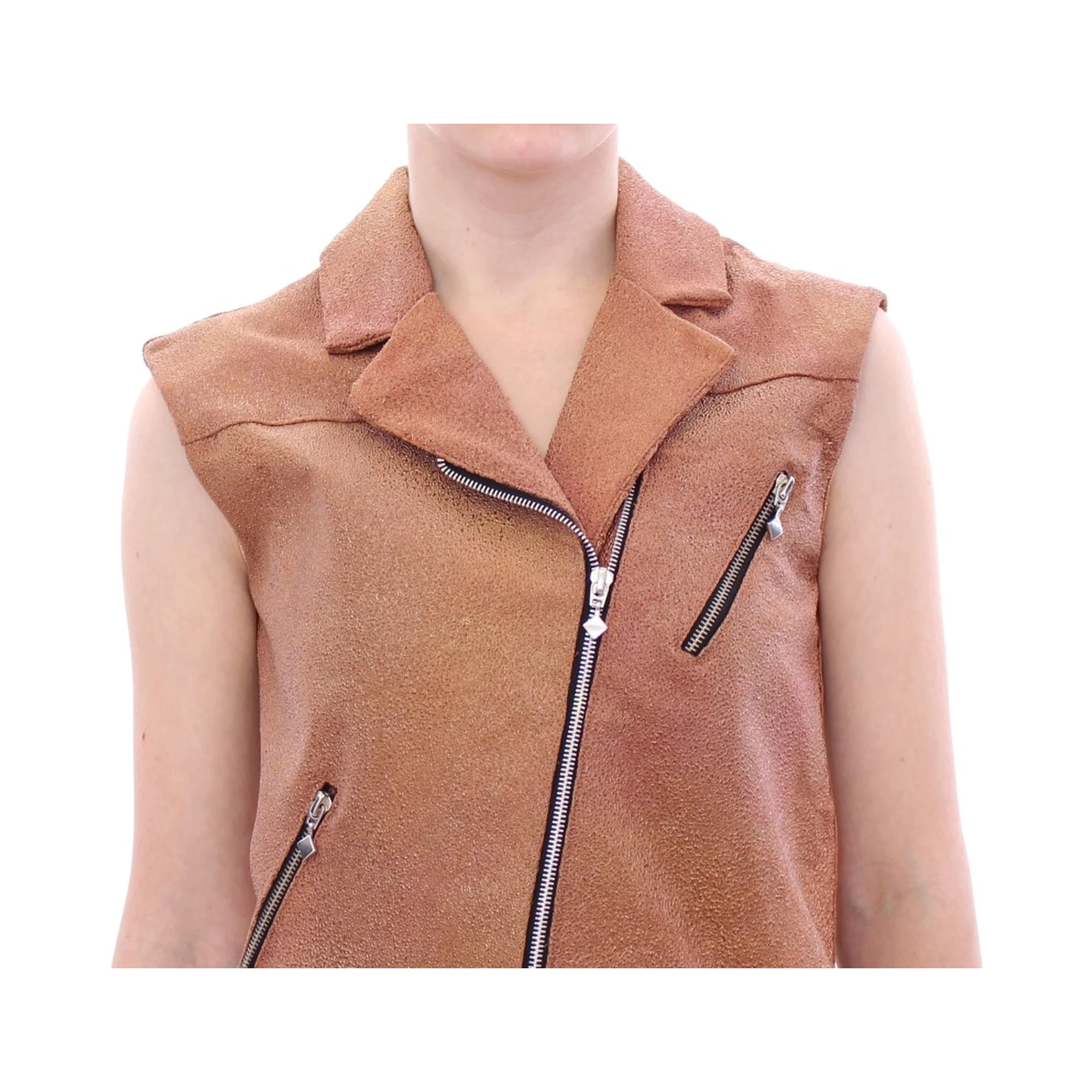 Brown Leather Jacket Vest
