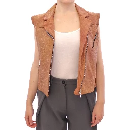 Brown Leather Jacket Vest