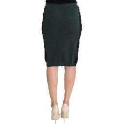 Green Wool Blend Pencil Skirt