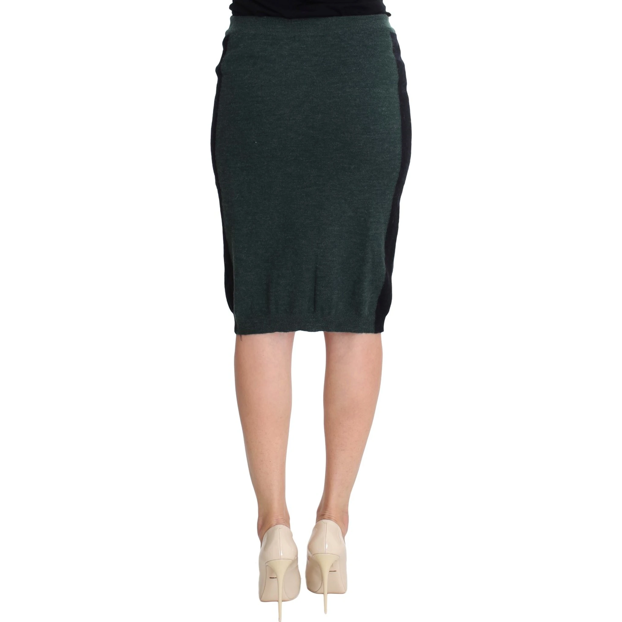 Green Wool Blend Pencil Skirt