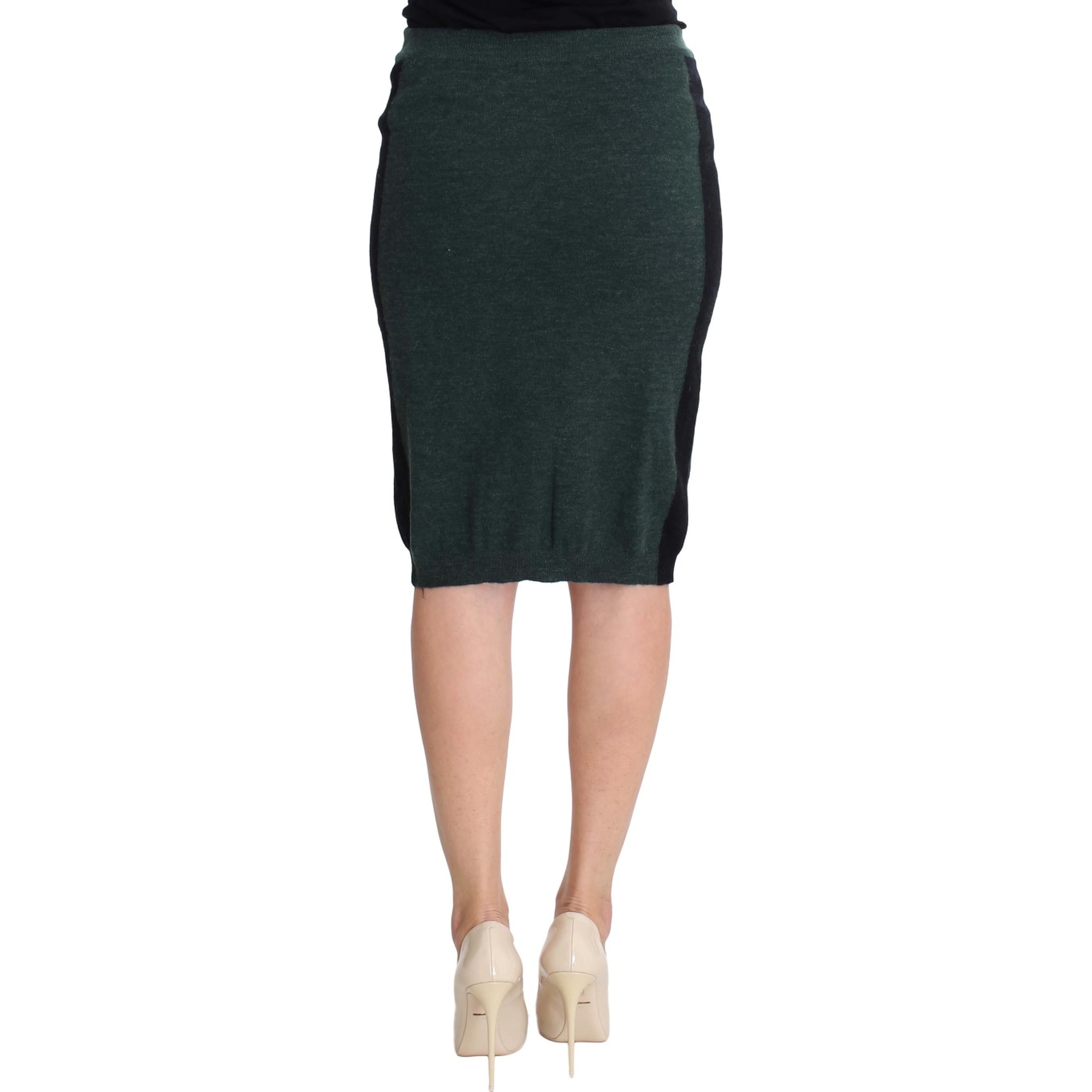Green Wool Blend Pencil Skirt