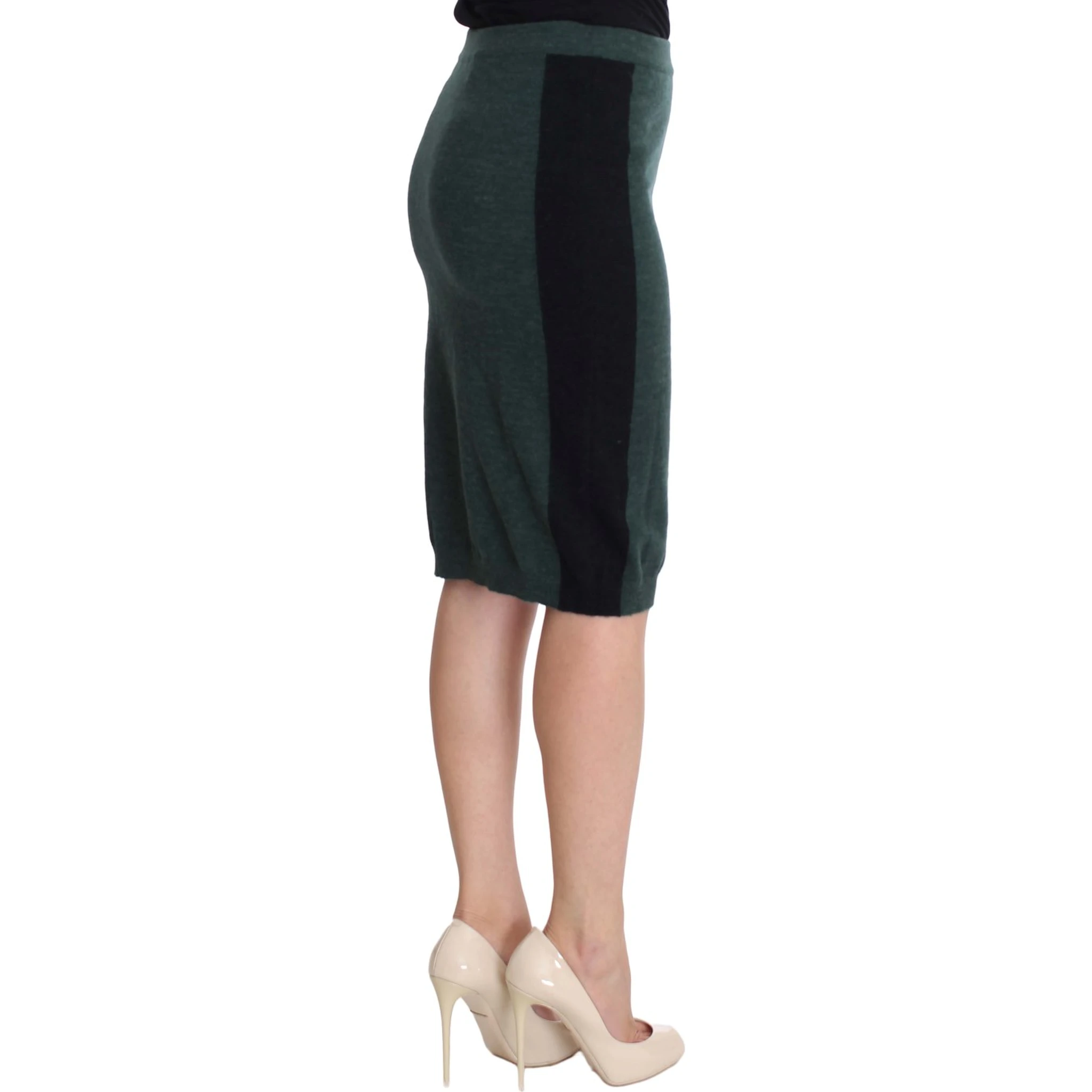 Green Wool Blend Pencil Skirt