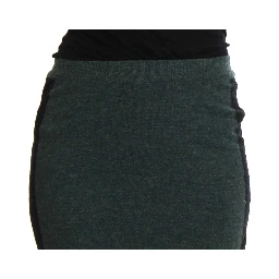 Green Wool Blend Pencil Skirt