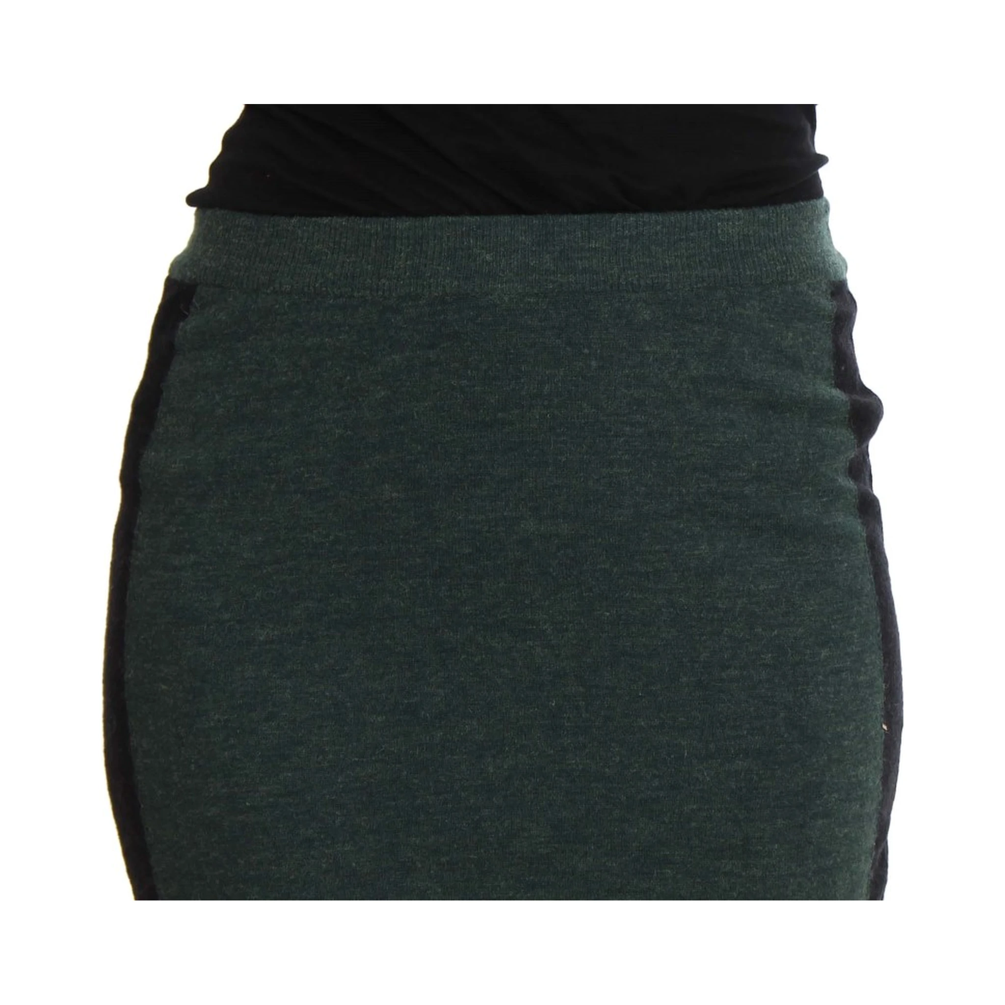 Green Wool Blend Pencil Skirt