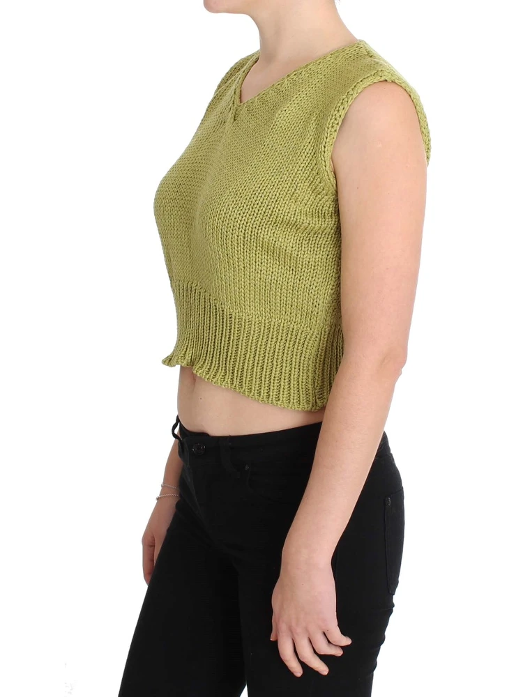 Green Cotton Blend Knitted Sleeveless Sweater alternative