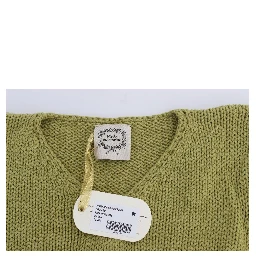 Green Cotton Blend Knitted Sleeveless Sweater