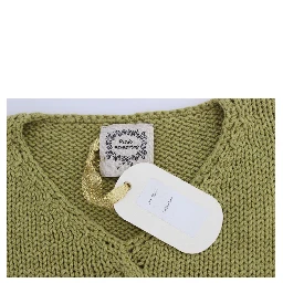 Green Cotton Blend Knitted Sleeveless Sweater