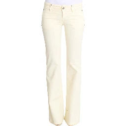 White Cotton Stretch Flare Jeans