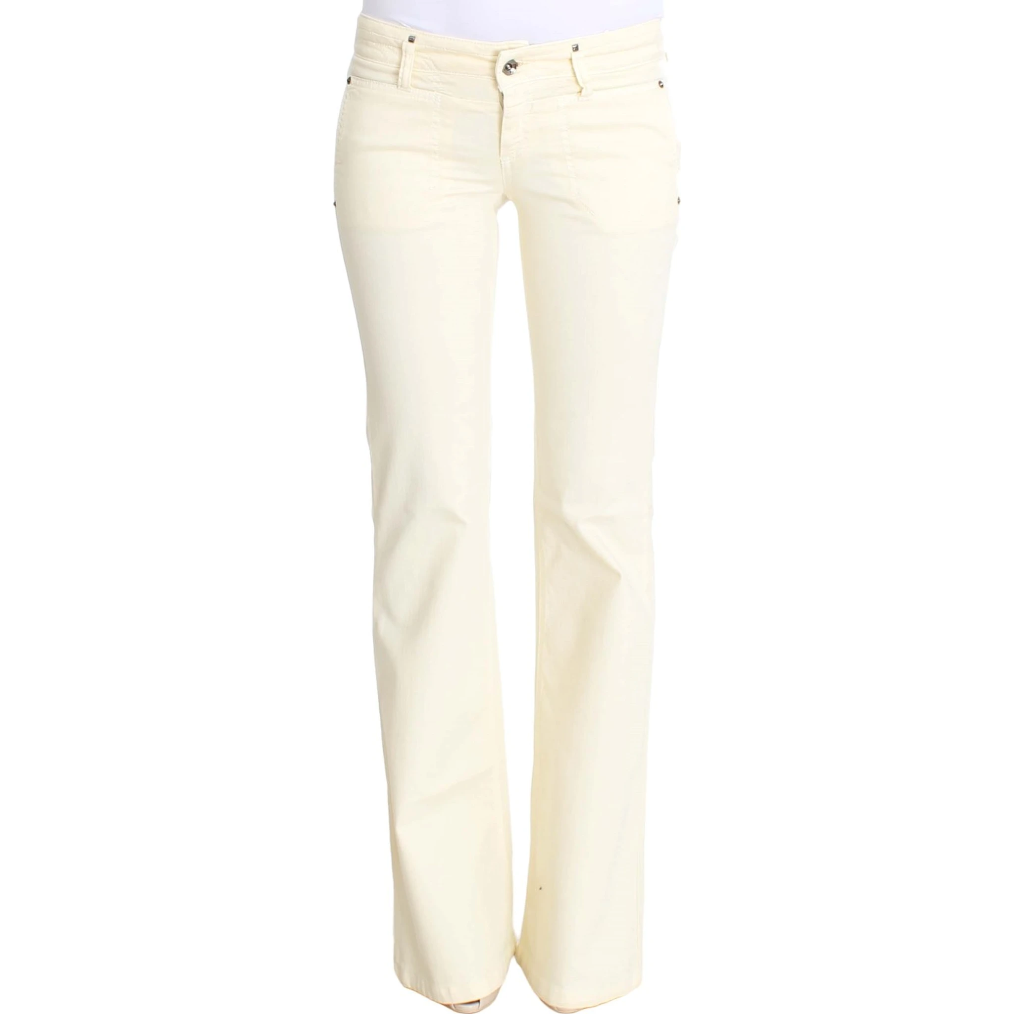 White Cotton Stretch Flare Jeans
