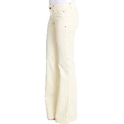 White Cotton Stretch Flare Jeans