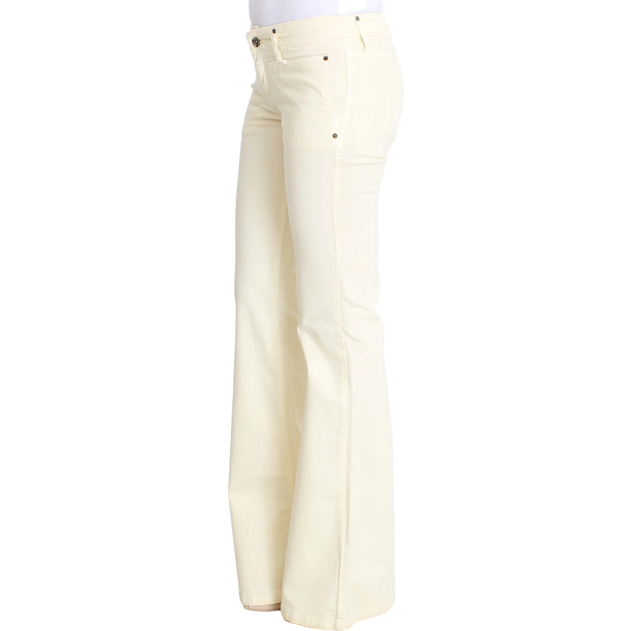 White Cotton Stretch Flare Jeans