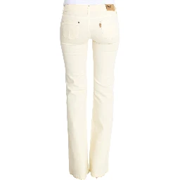 White Cotton Stretch Flare Jeans