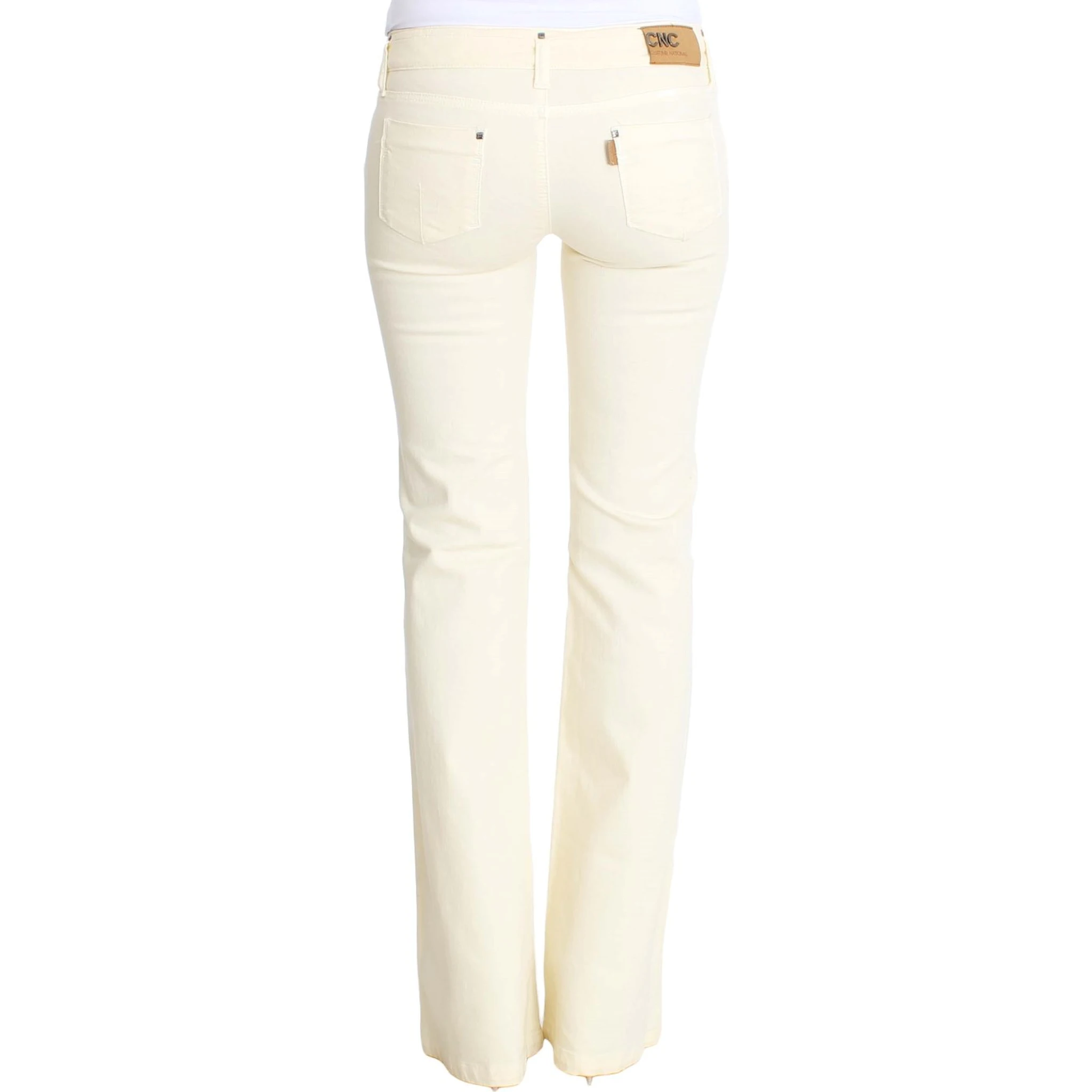 White Cotton Stretch Flare Jeans