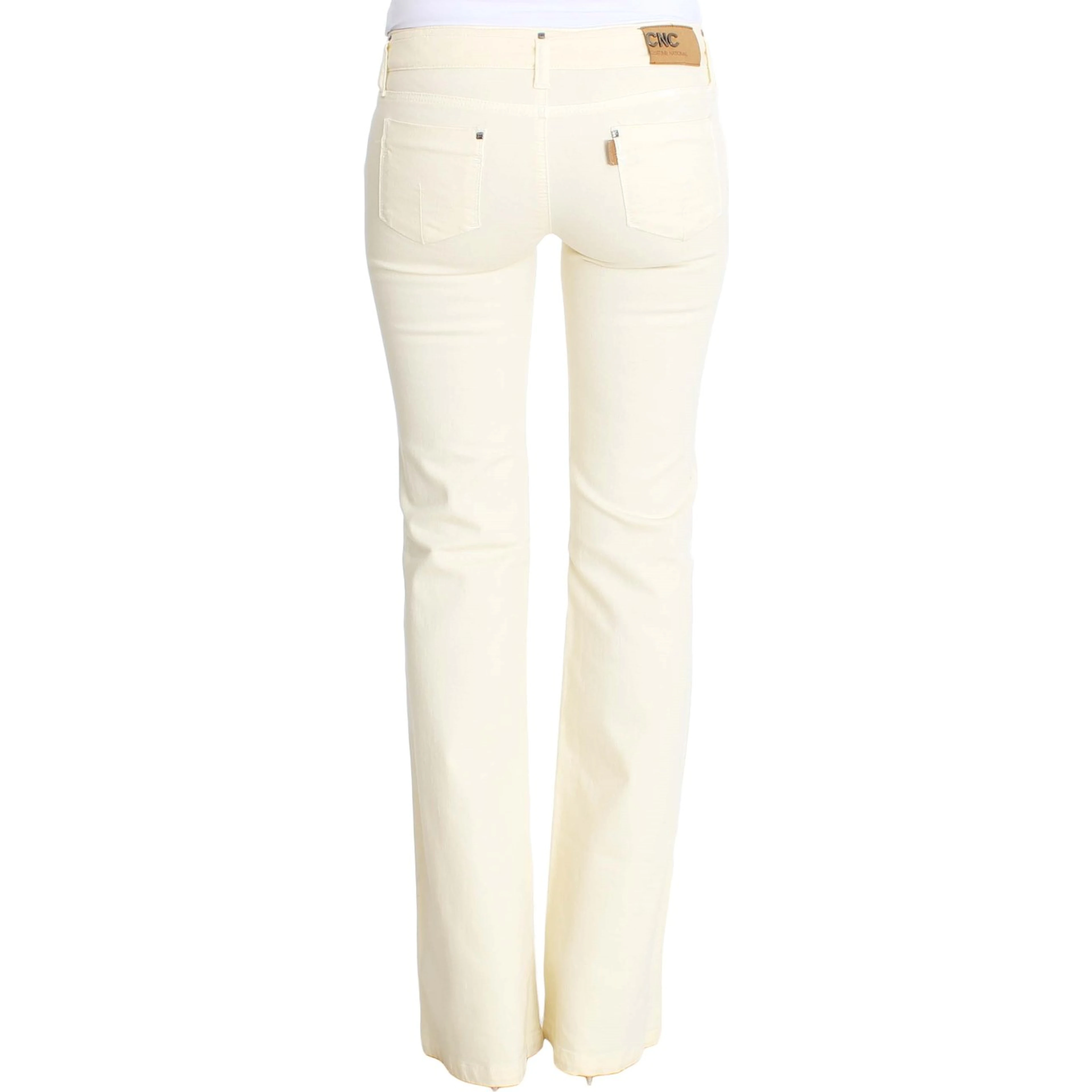 White Cotton Stretch Flare Jeans