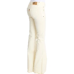 White Cotton Stretch Flare Jeans