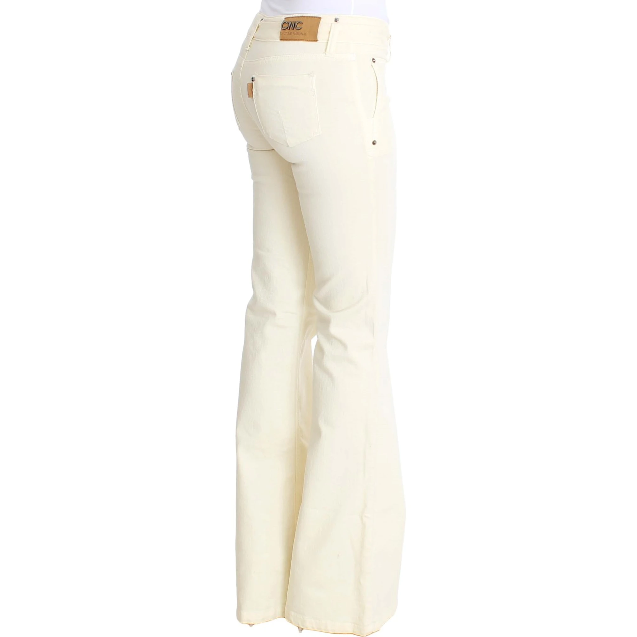 White Cotton Stretch Flare Jeans