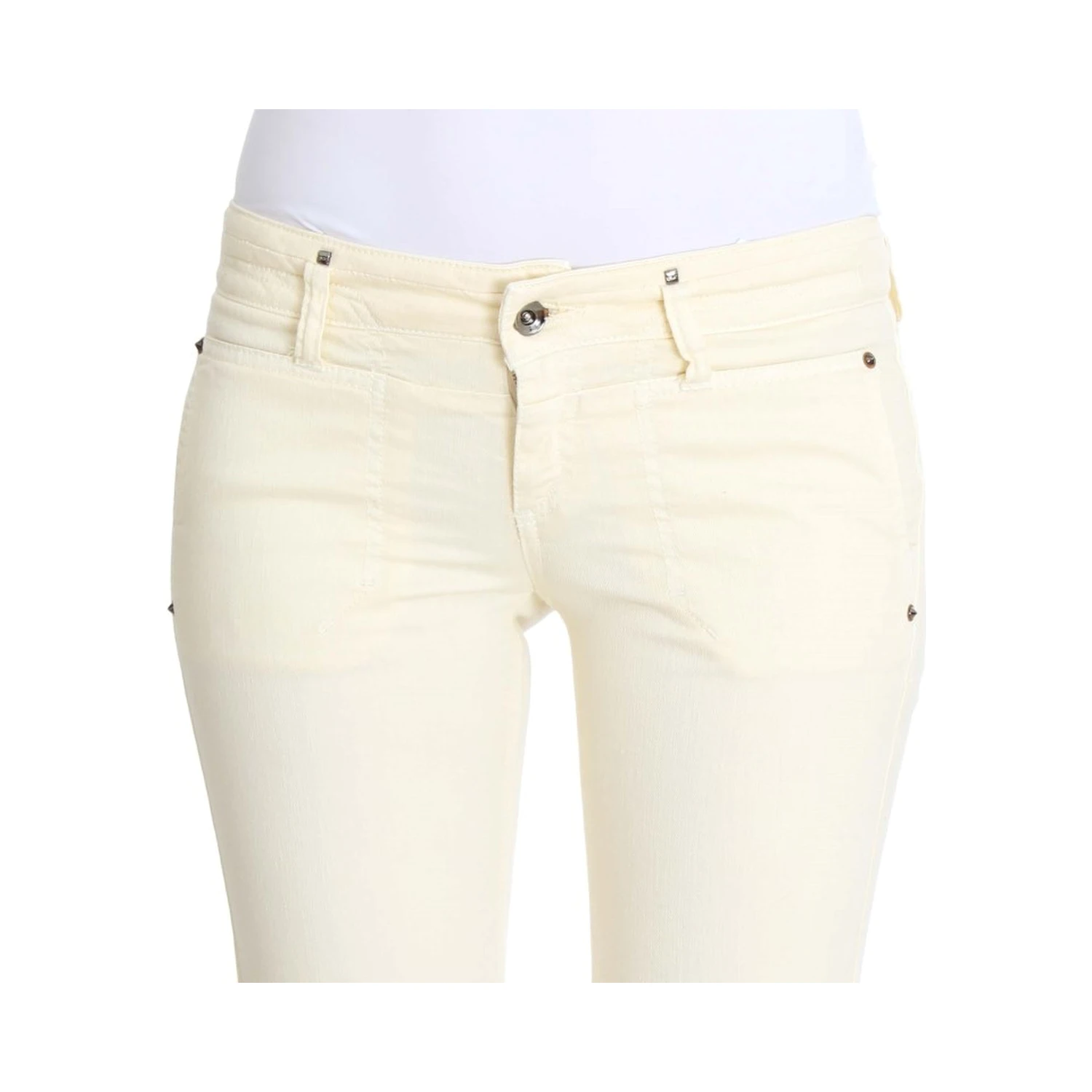 White Cotton Stretch Flare Jeans