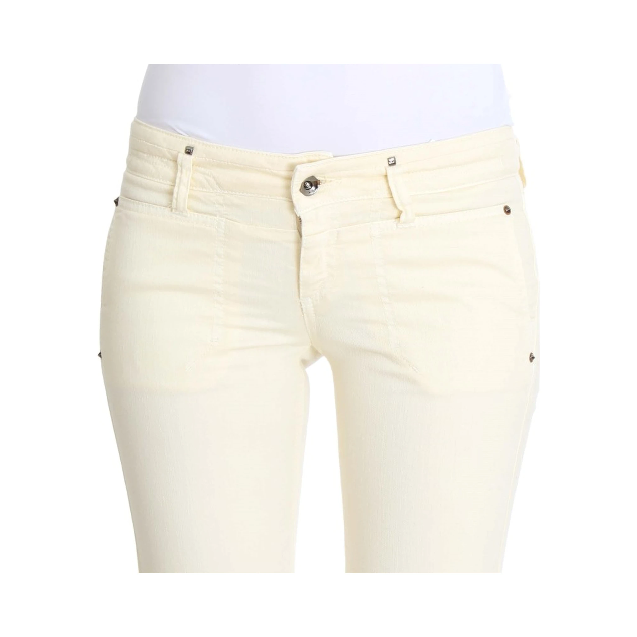 White Cotton Stretch Flare Jeans