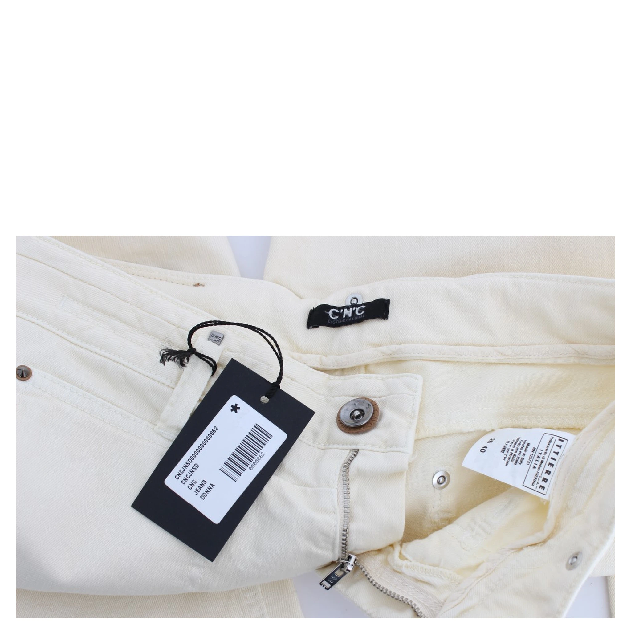 White Cotton Stretch Flare Jeans