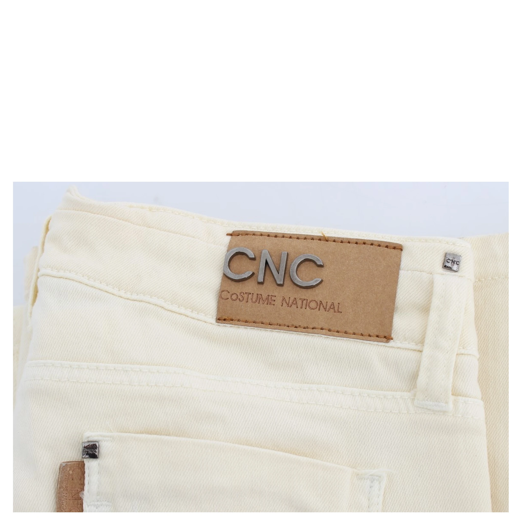 White Cotton Stretch Flare Jeans
