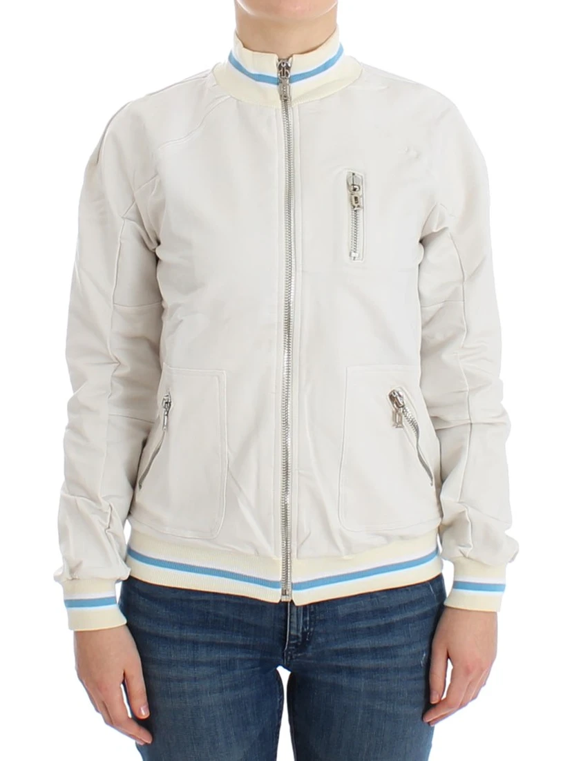 White Mock Zip Cardigan Sweatshirt Sweater