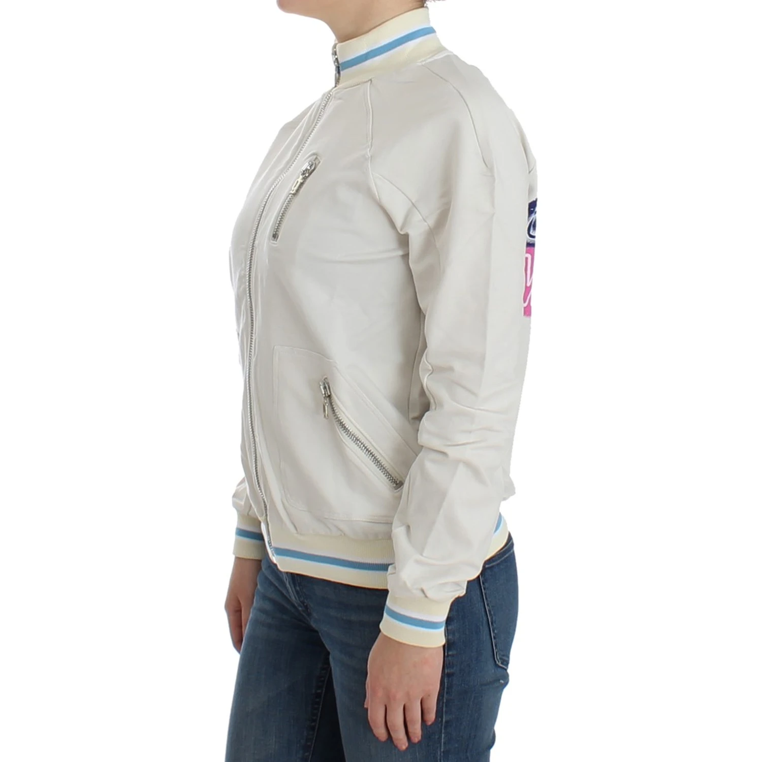White Mock Zip Cardigan Sweatshirt Sweater