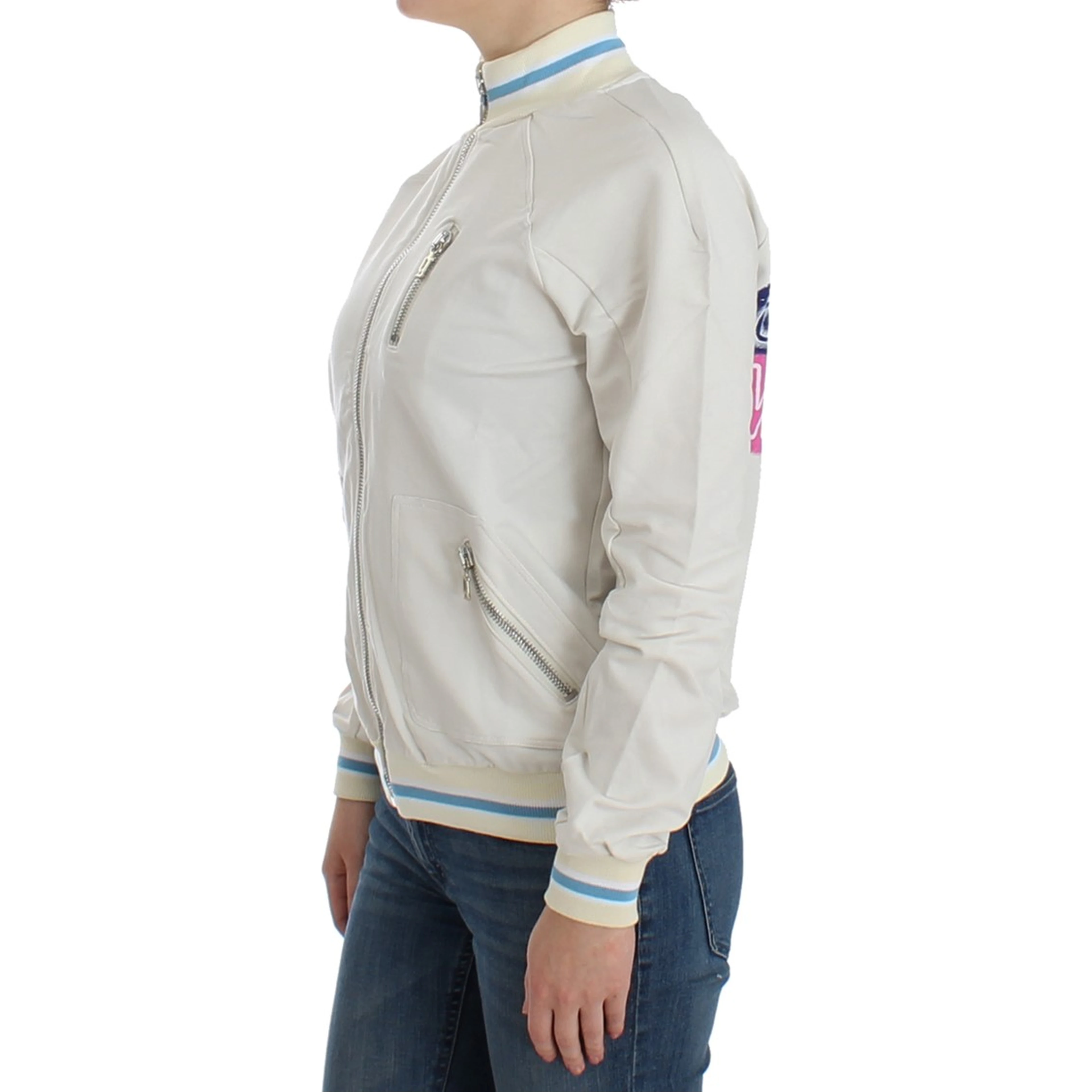 White Mock Zip Cardigan Sweatshirt Sweater