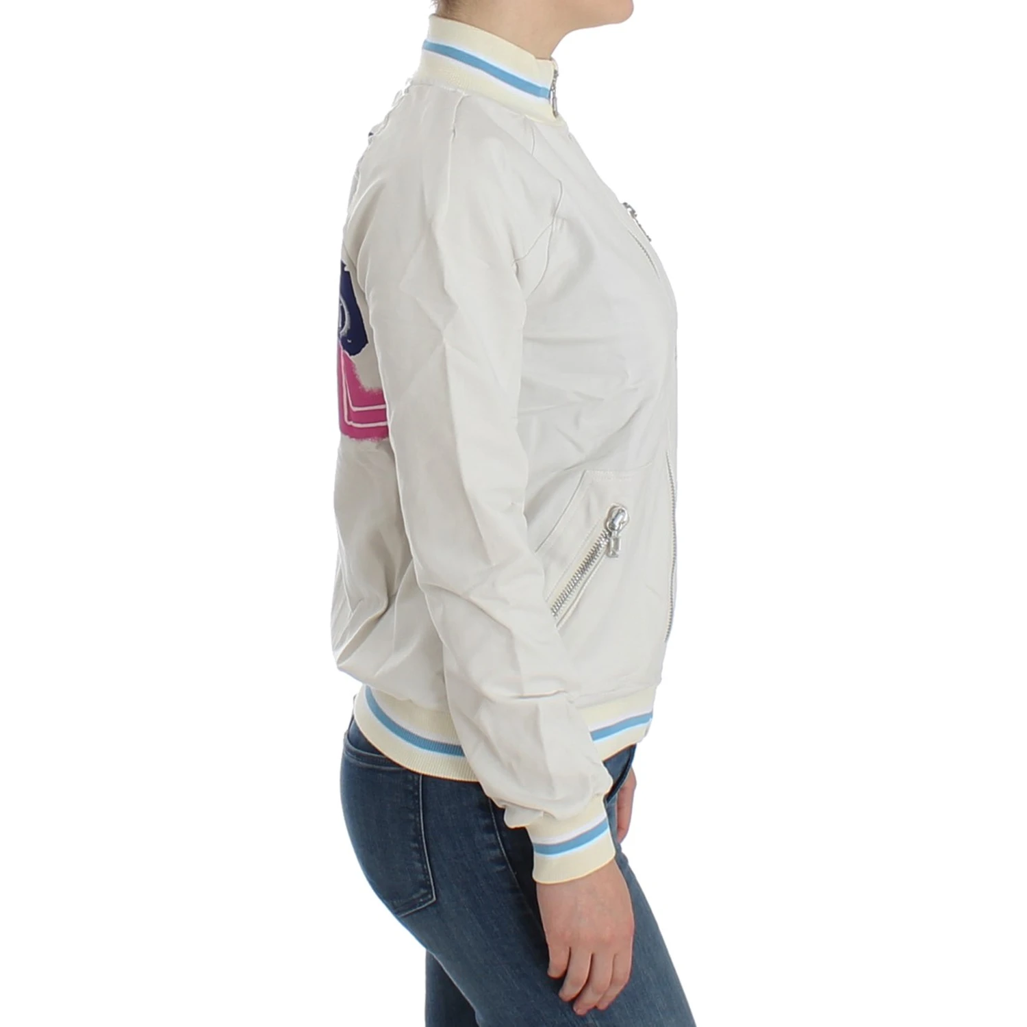 White Mock Zip Cardigan Sweatshirt Sweater