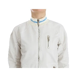 White Mock Zip Cardigan Sweatshirt Sweater