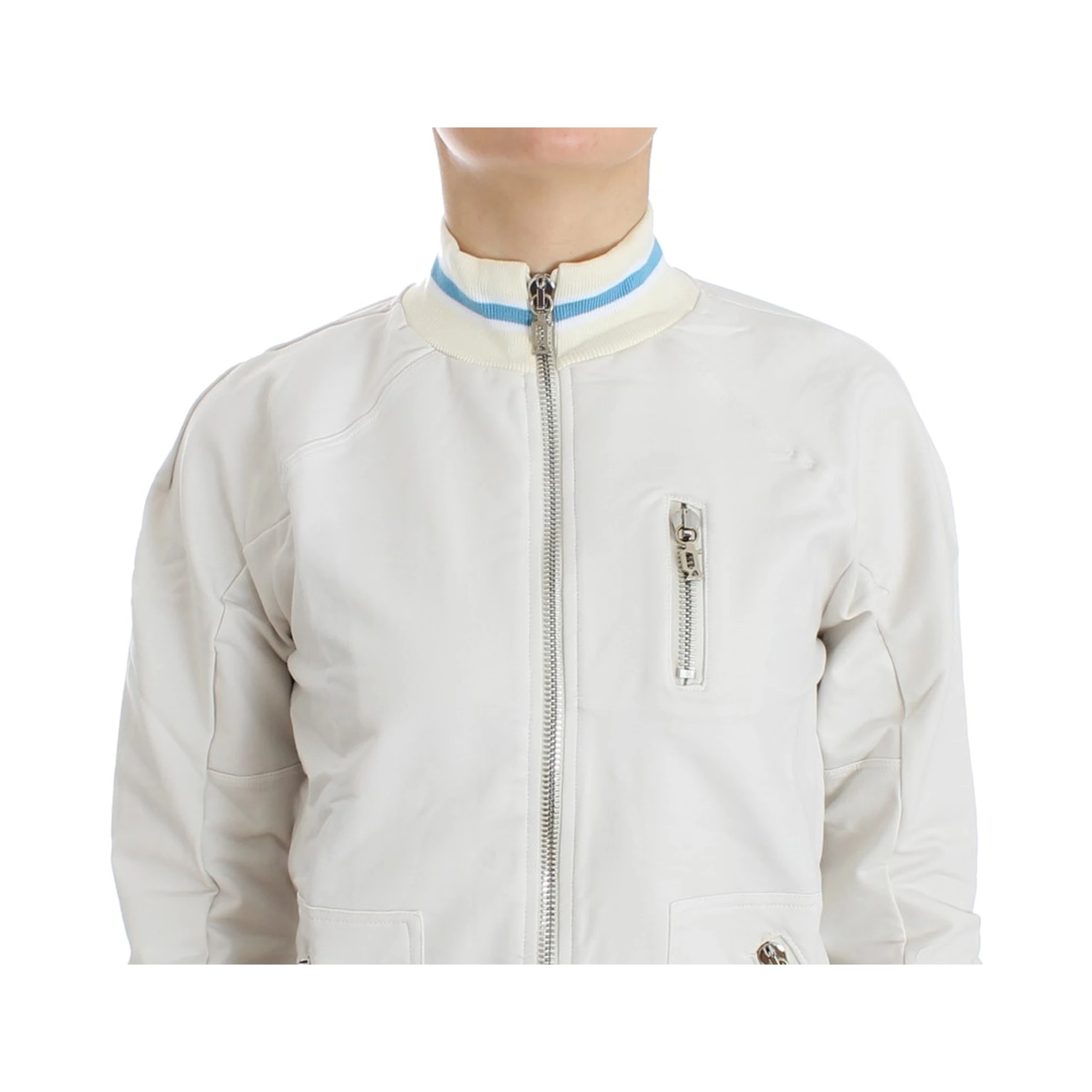 White Mock Zip Cardigan Sweatshirt Sweater