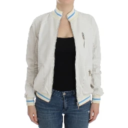 White Mock Zip Cardigan Sweatshirt Sweater