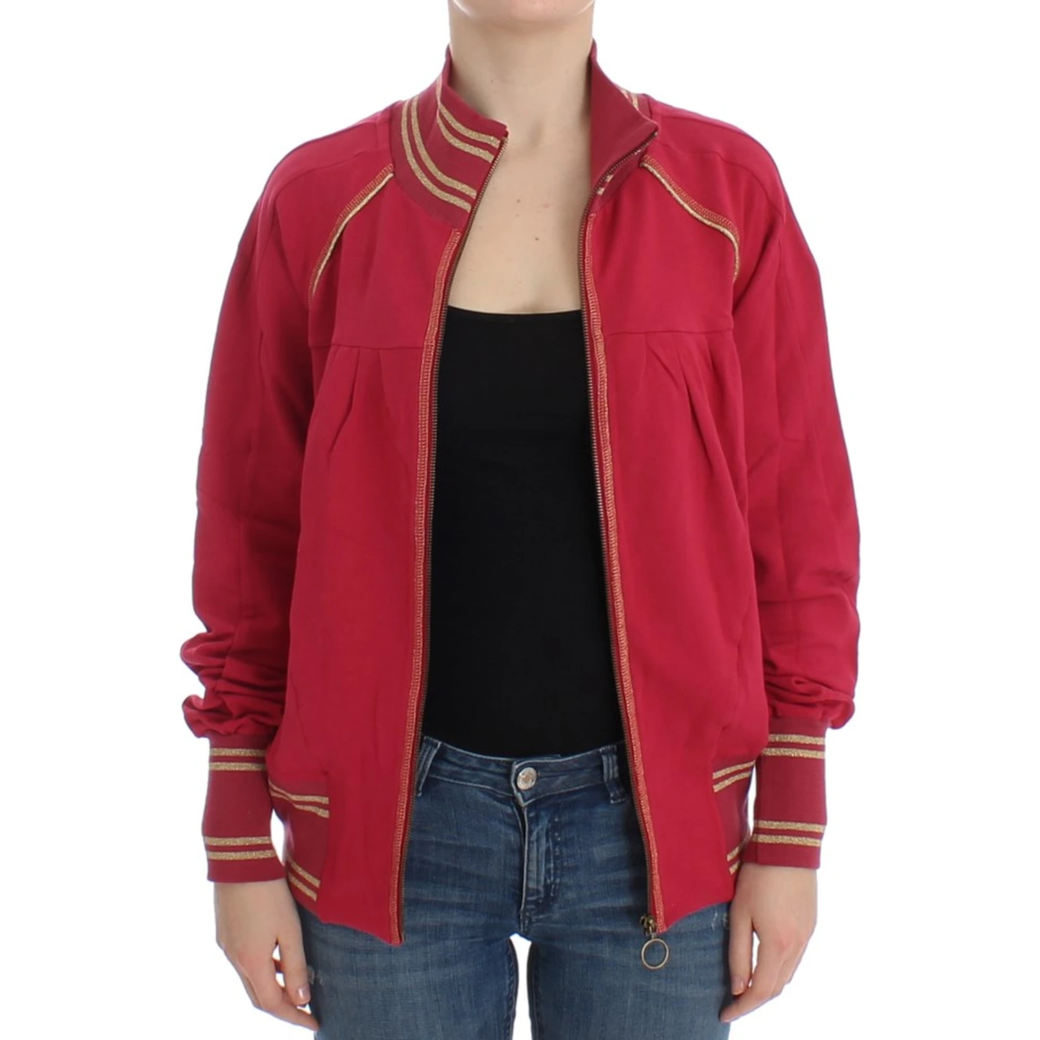 Pink Mock Zip Cardigan Sweatshirt Sweater