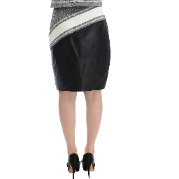 Gray Black Liza Leather Straight Pencil