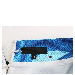 Blue Peplum Fresco-Print Straight Pencil Skirt