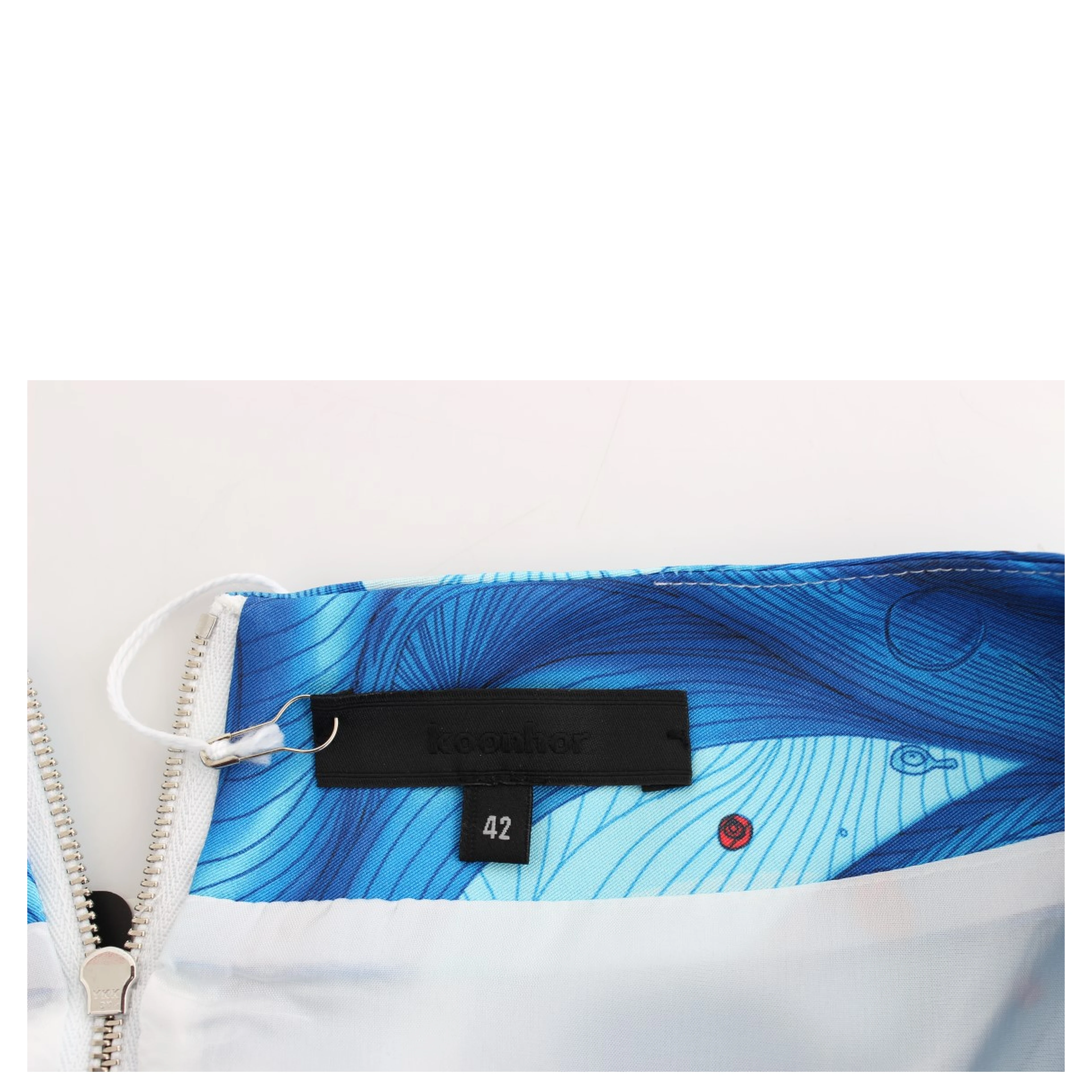 Blue Peplum Fresco-Print Straight Pencil Skirt
